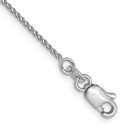 9 Inch 14K White Gold 1mm D/C Spiga Chain Anklet