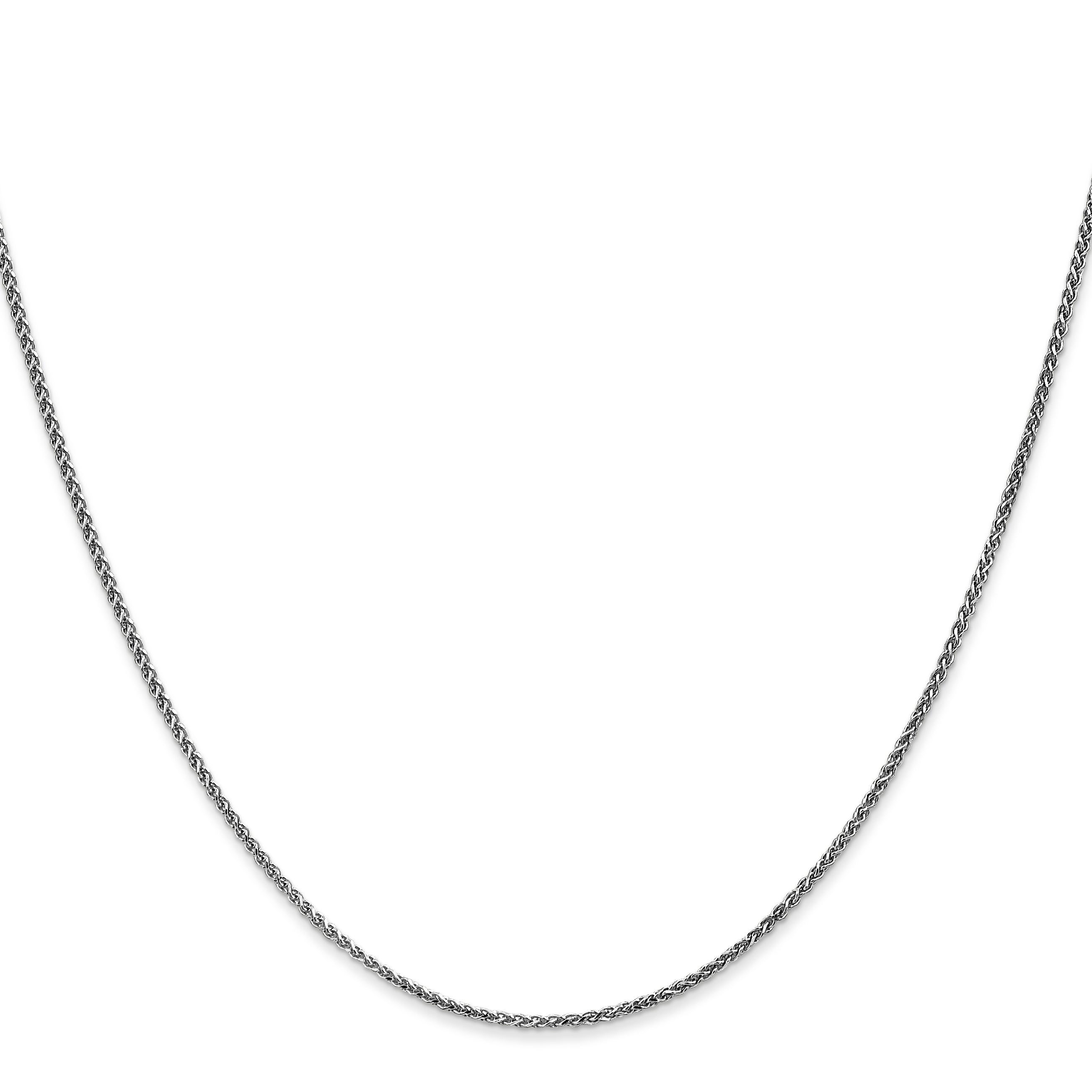 24 Inch 14K White Gold 1.2mm Solid D/C Spiga Chain Necklace