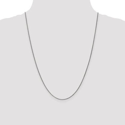 24 Inch 14K White Gold 1.2mm Solid D/C Spiga Chain Necklace