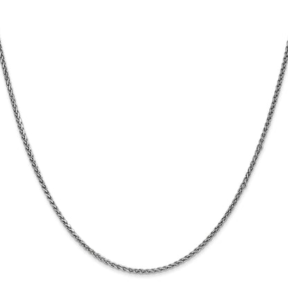 24 Inch 14K White Gold 1.4mm Solid D/C Spiga Chain Necklace