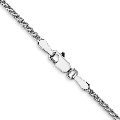 24 Inch 14K White Gold 1.4mm Solid D/C Spiga Chain Necklace