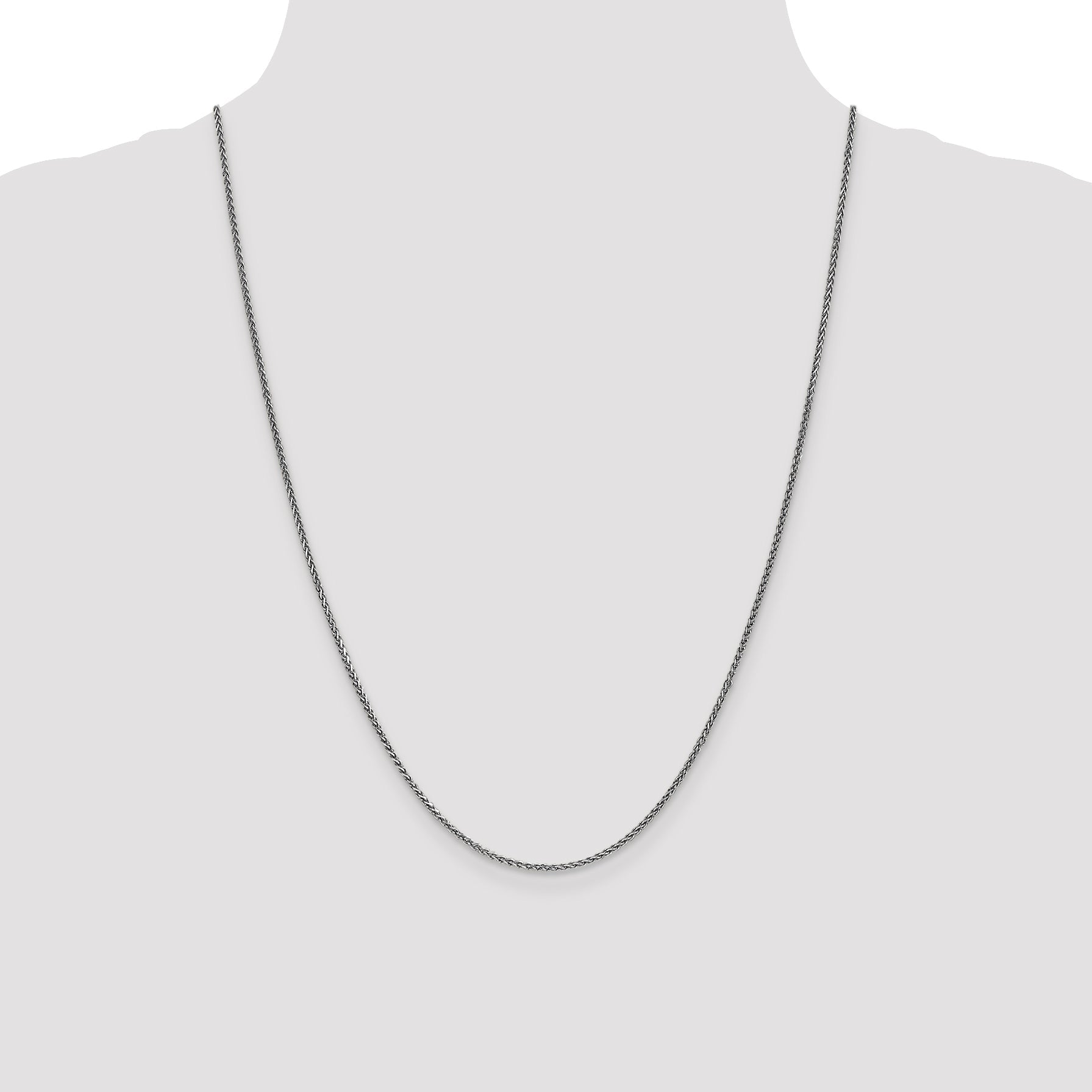 24 Inch 14K White Gold 1.4mm Solid D/C Spiga Chain Necklace