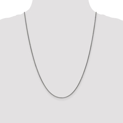 24 Inch 14K White Gold 1.4mm Solid D/C Spiga Chain Necklace