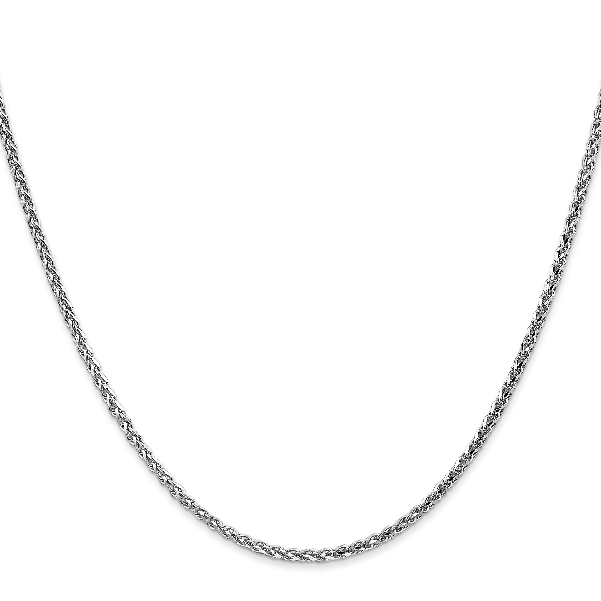 20 Inch 14K White Gold 1.8mm Solid D/C Spiga Chain Necklace