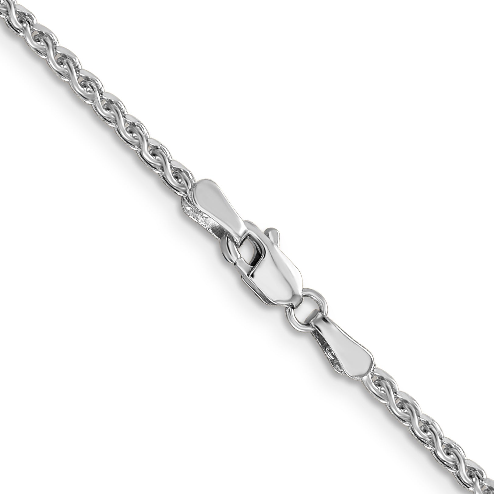 18 Inch 14K White Gold 1.8mm Solid D/C Spiga Chain Necklace