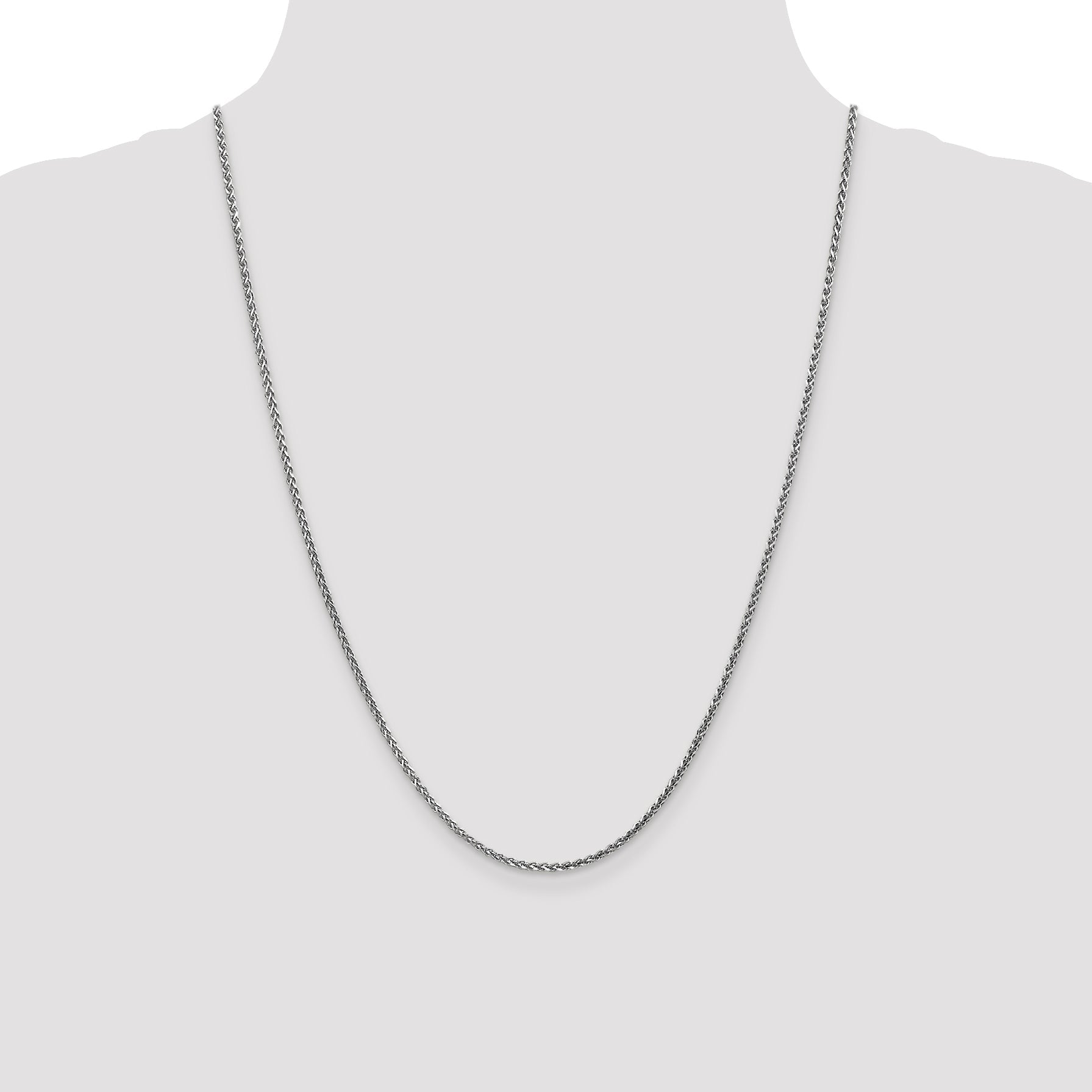 24 Inch 14K White Gold 1.8mm Solid D/C Spiga Chain Necklace