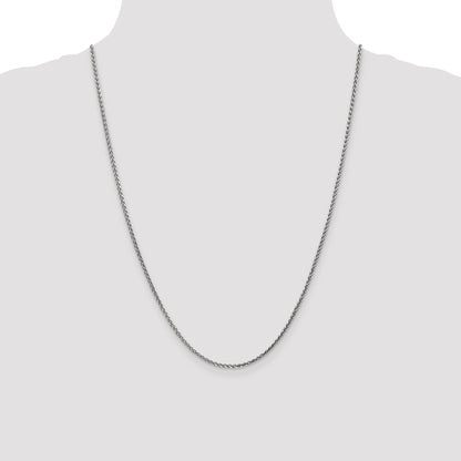 24 Inch 14K White Gold 1.8mm Solid D/C Spiga Chain Necklace