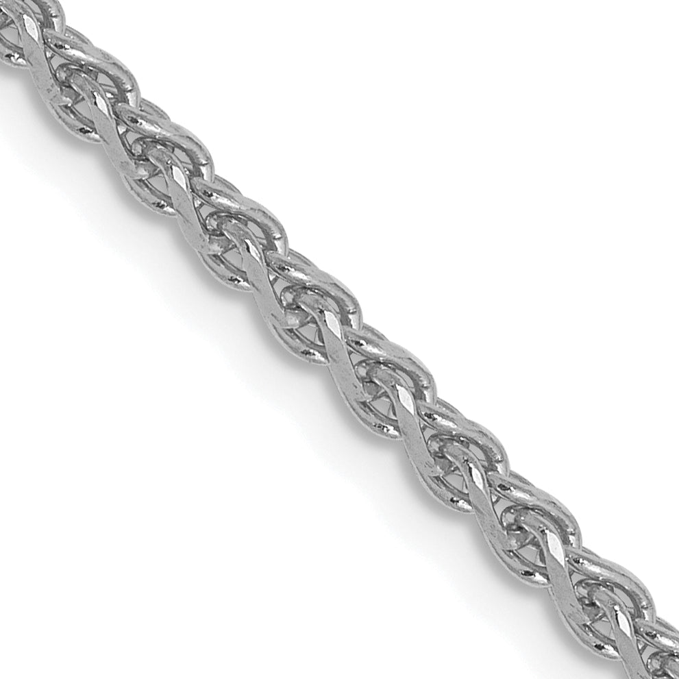 24 Inch 14K White Gold 1.8mm Solid D/C Spiga Chain Necklace