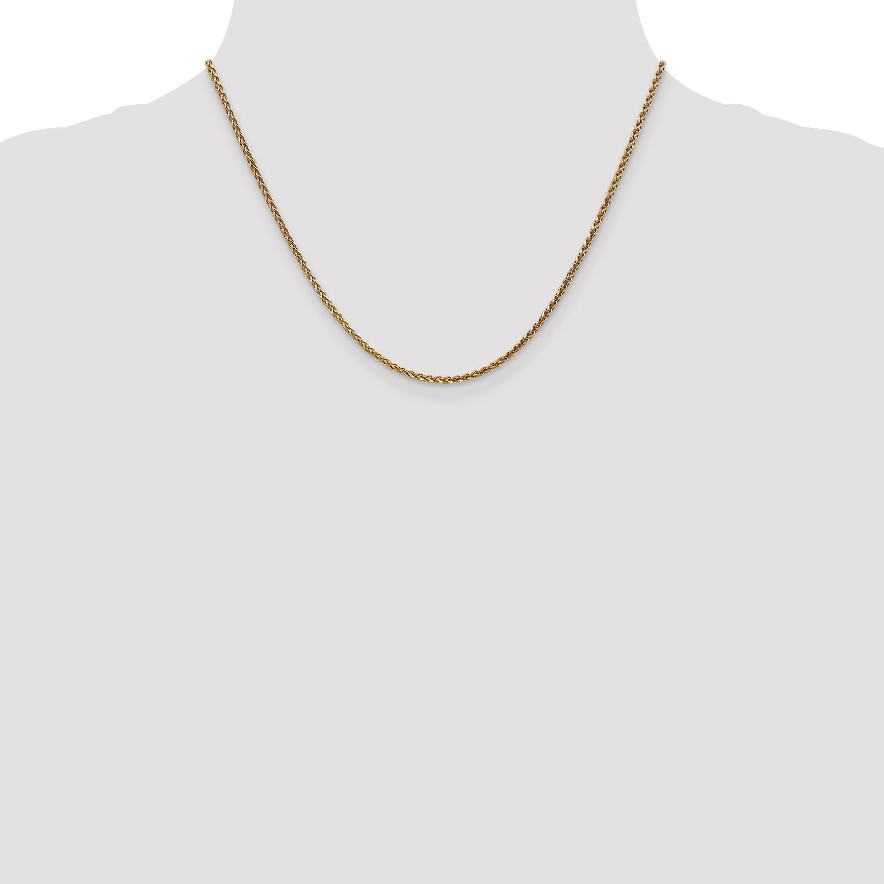 18 Inch 14K 1.8mm Solid D/C Spiga Chain Necklace
