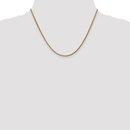 18 Inch 14K 1.8mm Solid D/C Spiga Chain Necklace