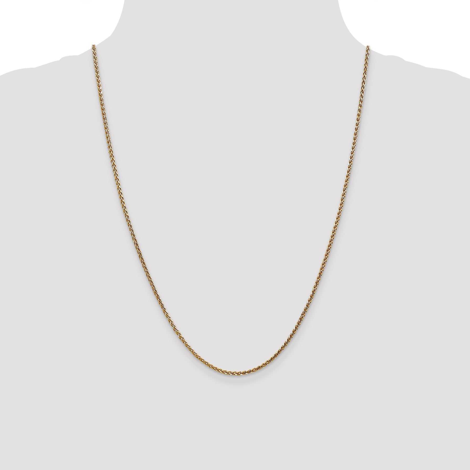 24 Inch 14K 1.8mm Solid D/C Spiga Chain Necklace