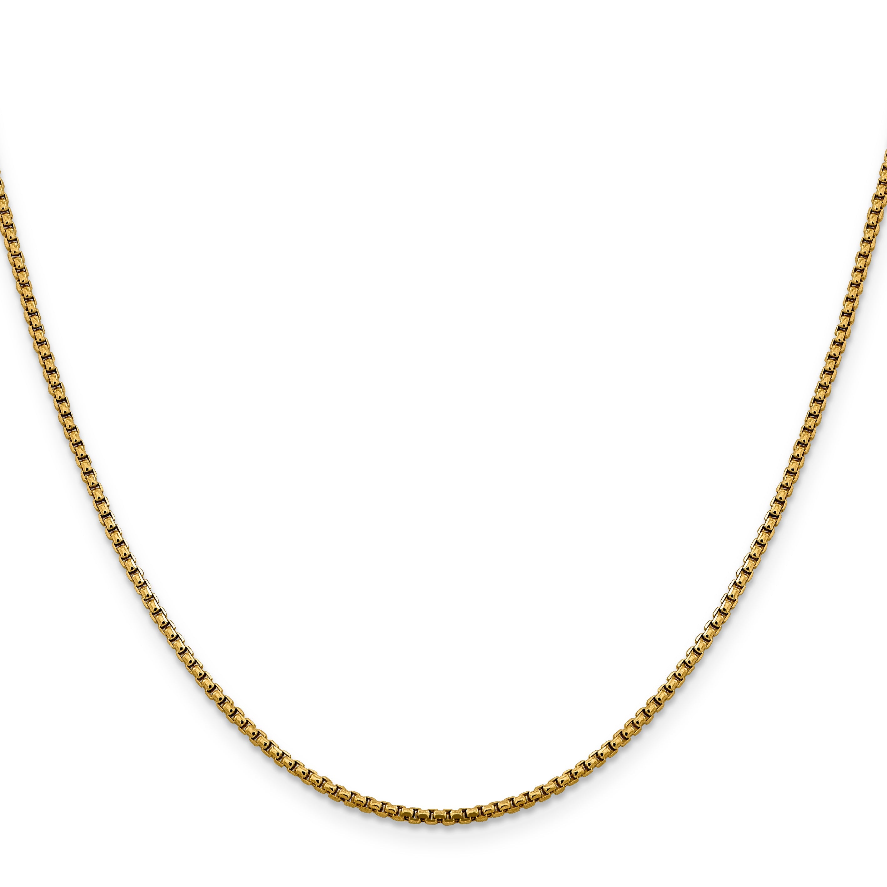 24 Inch 14K 1.85mm Semi-Solid D/C Round Box Chain Necklace