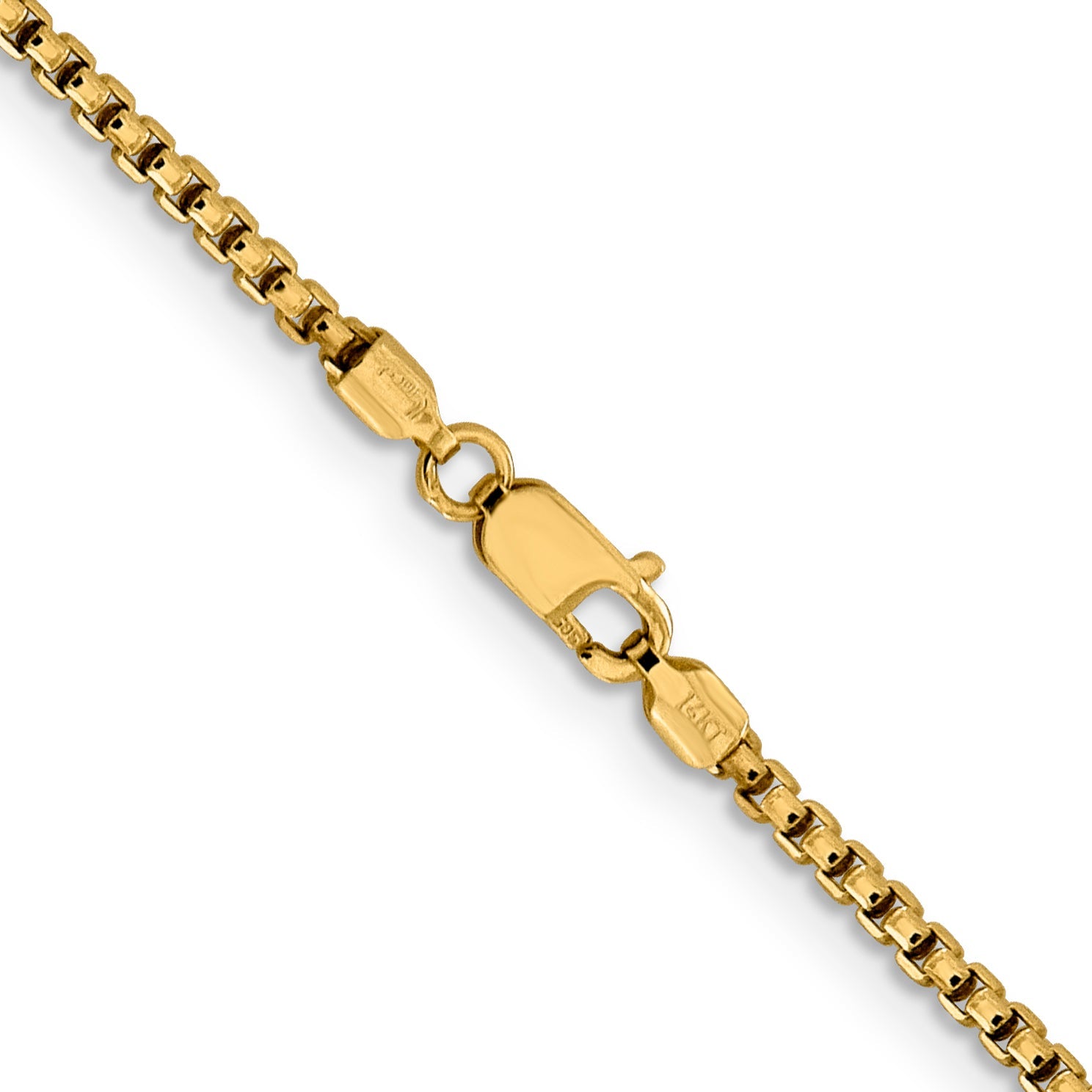 18 Inch 14K 1.85mm Semi-Solid D/C Round Box Chain Necklace