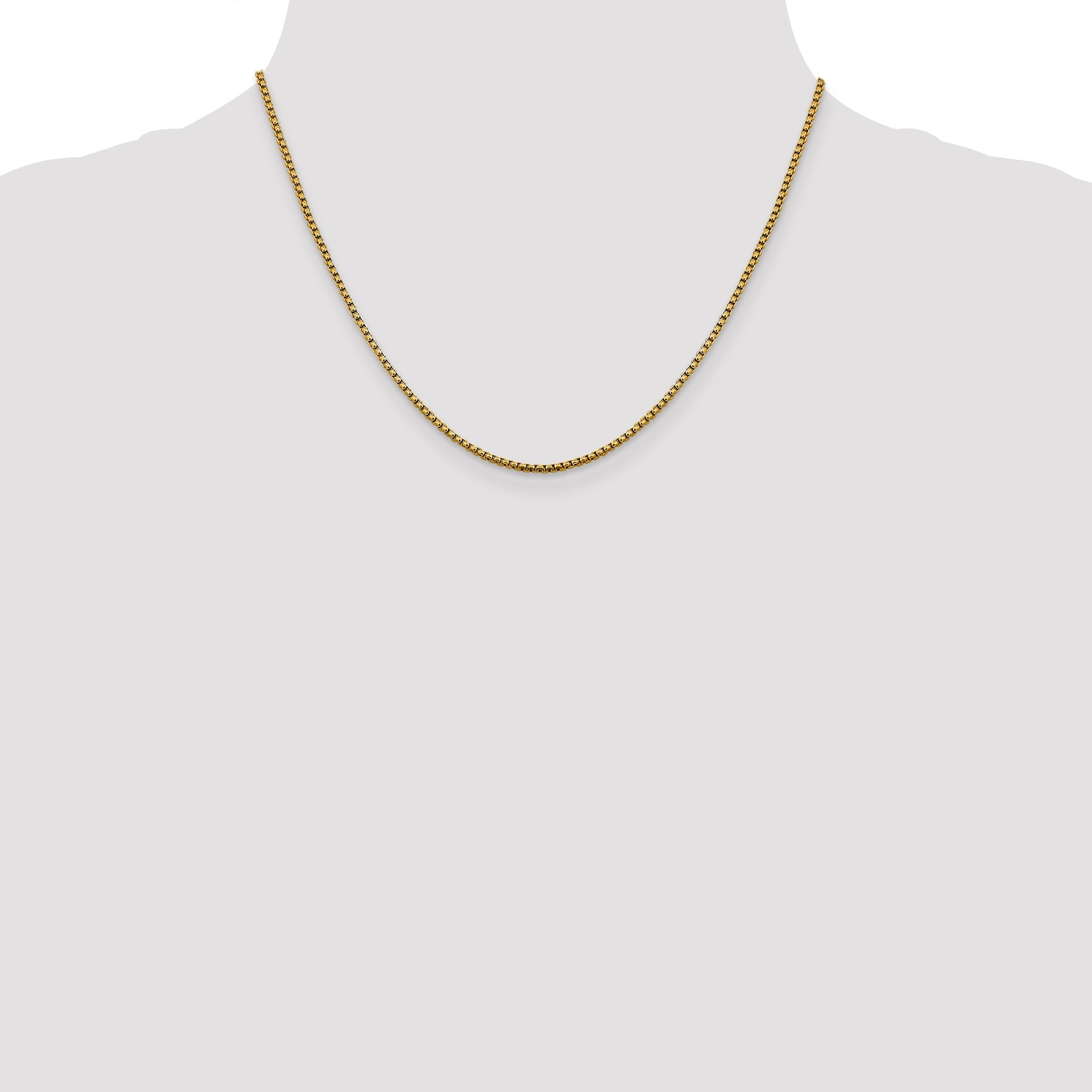 18 Inch 14K 1.85mm Semi-Solid D/C Round Box Chain Necklace