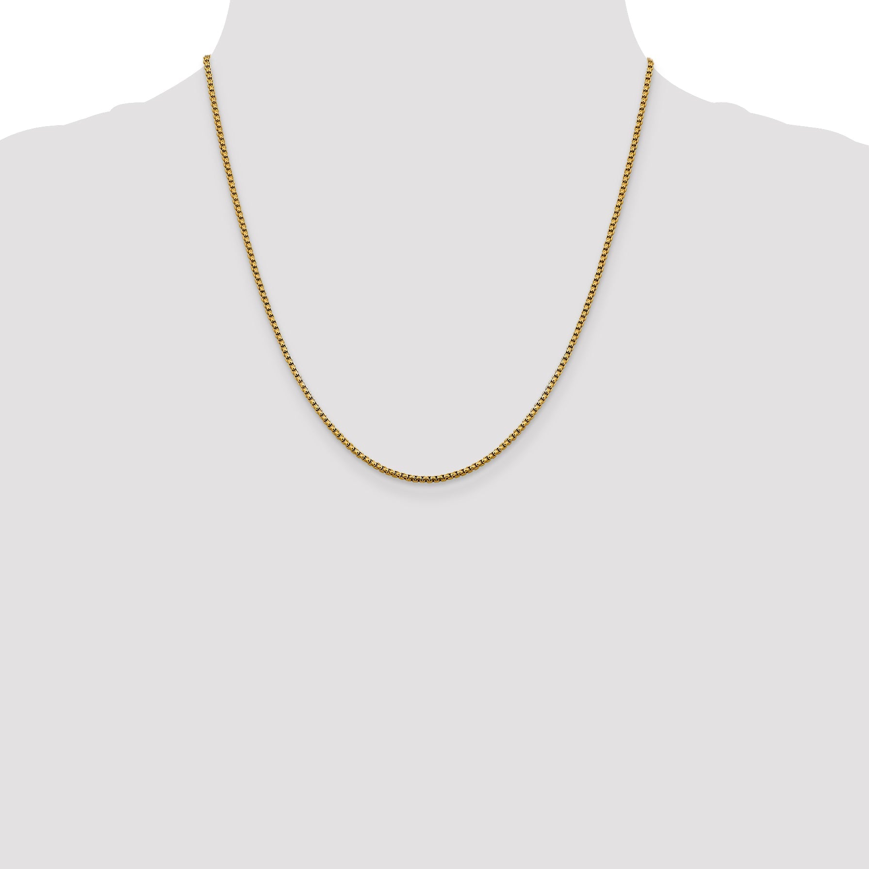 20 Inch 14K 1.85mm Semi-Solid D/C Round Box Chain Necklace