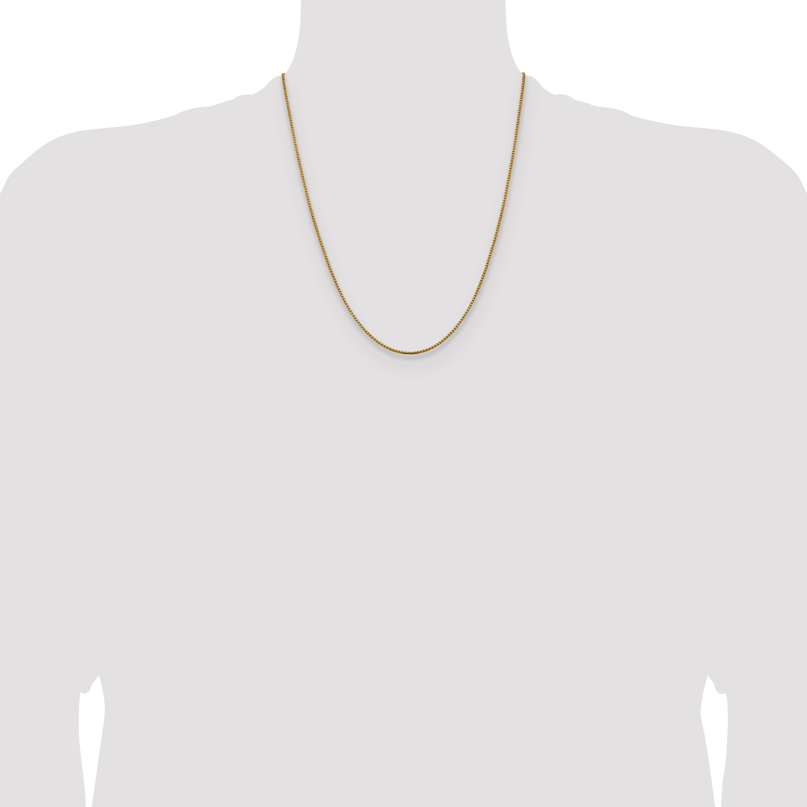 22 Inch 14K Yellow Gold 1.85mm Semi Solid D/C Round Box Chain Necklace