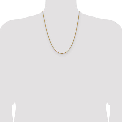 22 Inch 14K Yellow Gold 1.85mm Semi Solid D/C Round Box Chain Necklace