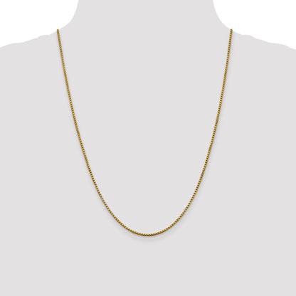 24 Inch 14K 1.85mm Semi-Solid D/C Round Box Chain Necklace