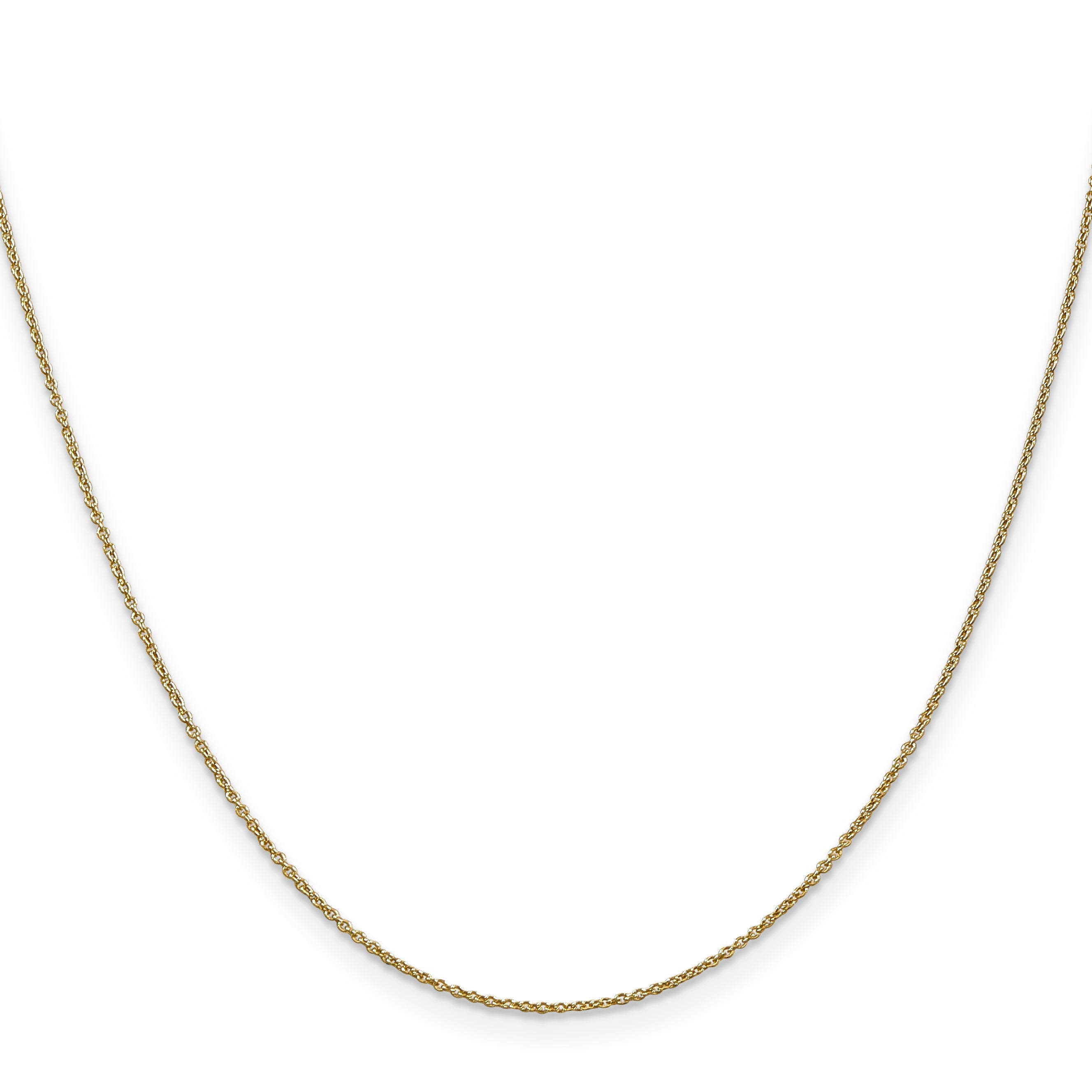 22 Inch 14K Yellow Gold .9mm Round Cable Chain Necklace
