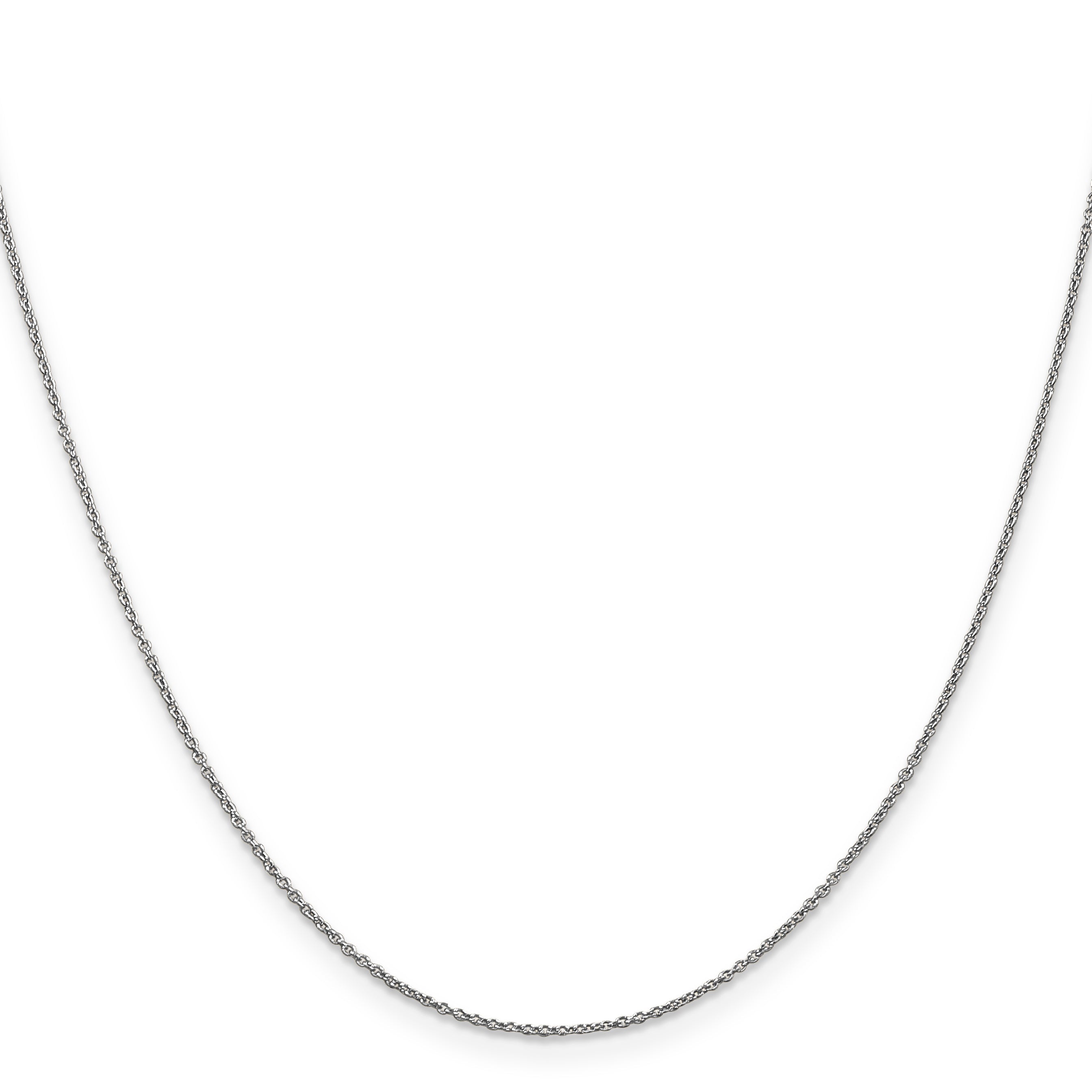 18 Inch 14K White Gold .9mm Round Cable Chain Necklace
