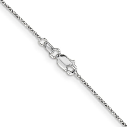 18 Inch 14K White Gold .9mm Round Cable Chain Necklace