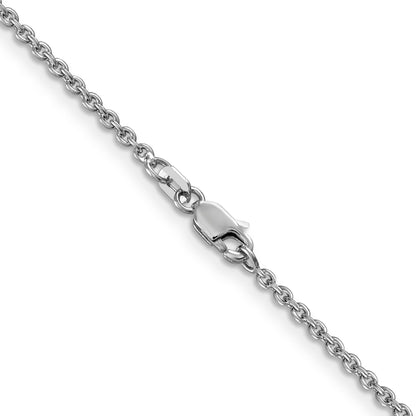 18 Inch 14K White Gold 1.8mm Round Cable Chain Necklace