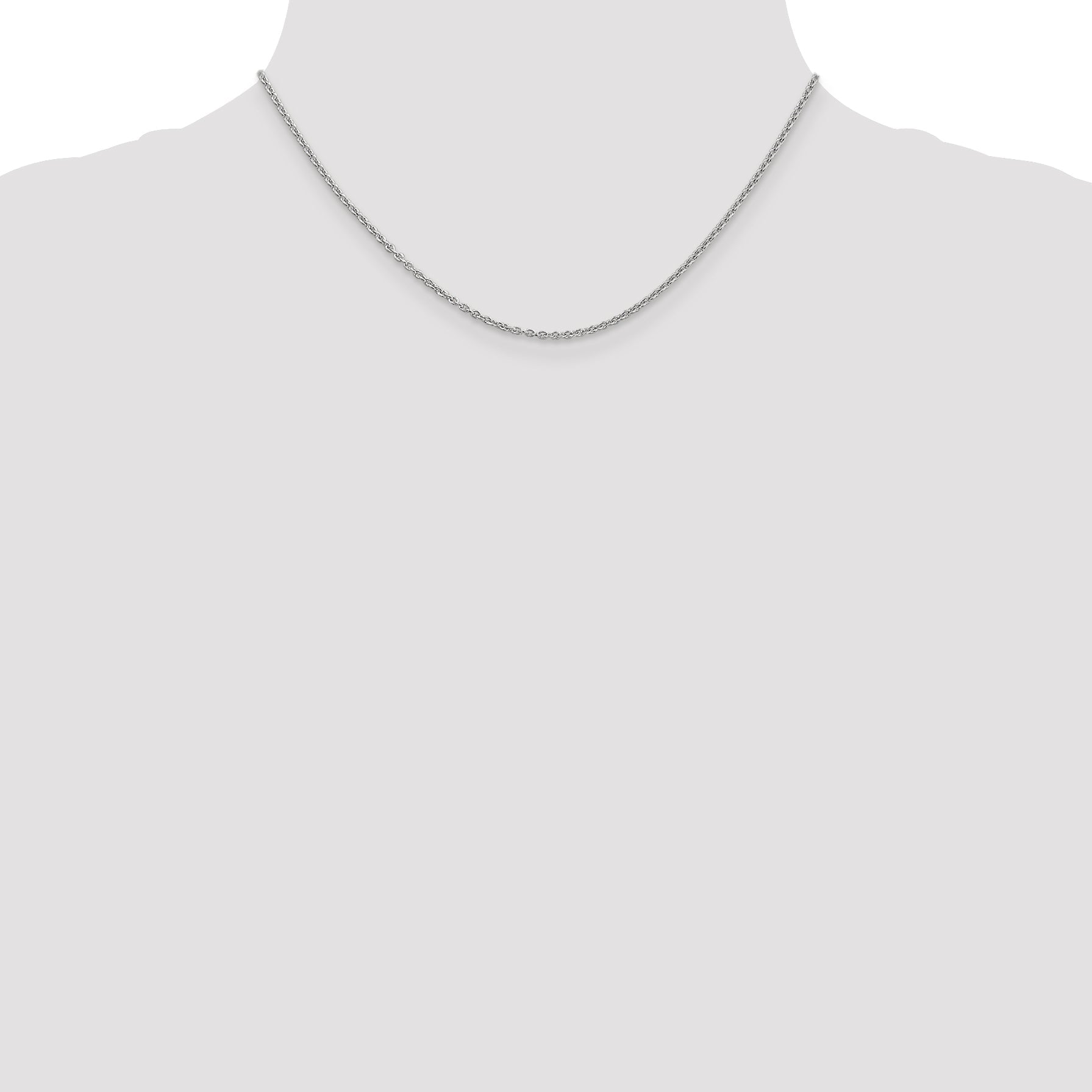 16 Inch 14K White Gold 1.8mm Round Cable Chain Necklace
