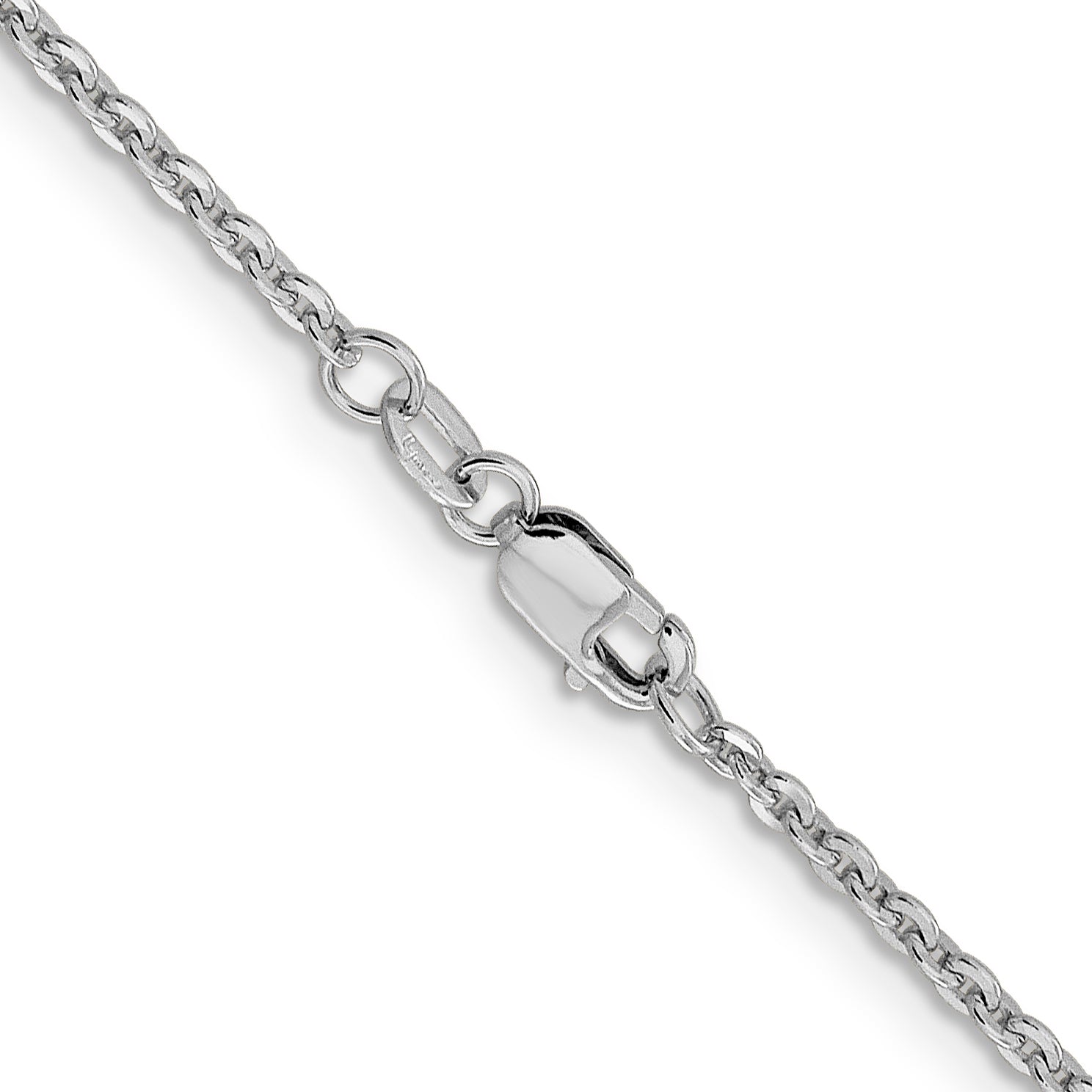18 Inch 14K White Gold 1.95mm Flat Cable Chain Necklace