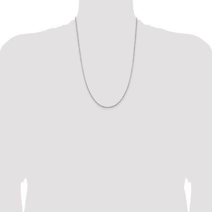 24 Inch 14K White Gold 1.95mm Flat Cable Chain Necklace