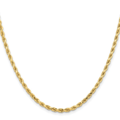 24 Inch 14K Yellow Gold 3.25mm Diamond Cut Rope Chain Necklace