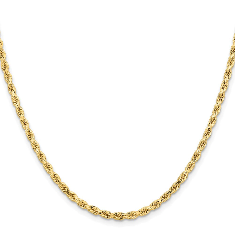 22 Inch 14K Yellow Gold 3.25mm Diamond Cut Rope Chain Necklace