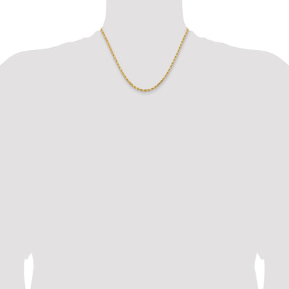 18 Inch 14K Yellow Gold 3.25mm Diamond Cut Rope Chain Necklace