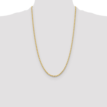 26 Inch 14K Yellow Gold 3.25mm Diamond Cut Rope Chain Necklace