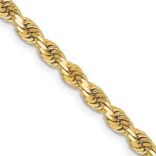 18 Inch 14K Yellow Gold 3.25mm Diamond Cut Rope Chain Necklace