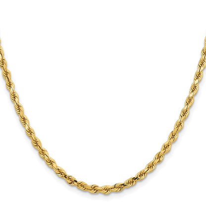 2 Inch 14K Yellow Gold 3.75mm Diamond Cut Rope Chain Necklace