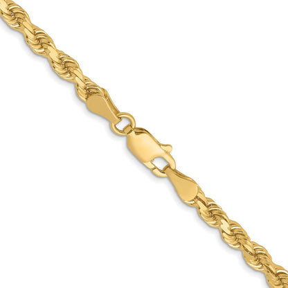 22 Inch 14K Yellow Gold 3.75mm Diamond Cut Rope Chain Necklace