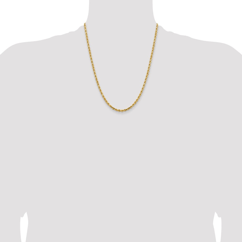 22 Inch 14K Yellow Gold 3.75mm Diamond Cut Rope Chain Necklace