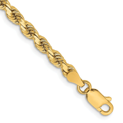 8 Inch 14K Yellow Gold 3.75mm Diamond Cut Rope Chain Necklace
