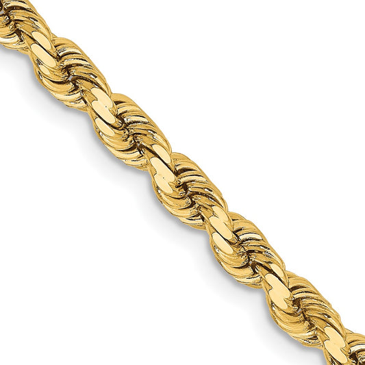 24 Inch 14K Yellow Gold 3.75mm Diamond Cut Rope Chain Necklace