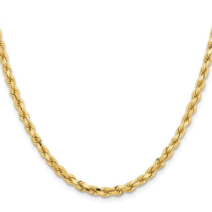 2 Inch 14K Yellow Gold 4.25mm Diamond Cut Rope Chain Necklace