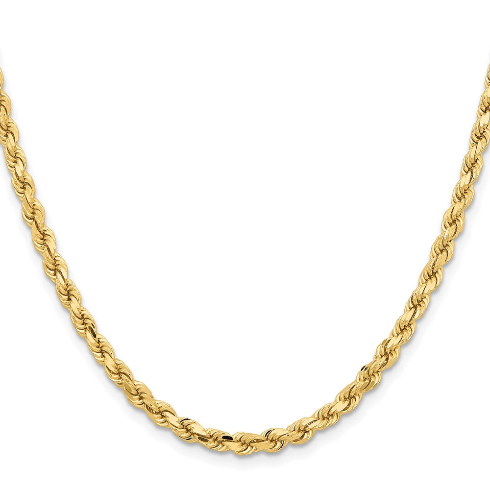 24 Inch 14K Yellow Gold 4.25mm Diamond Cut Rope Chain Necklace