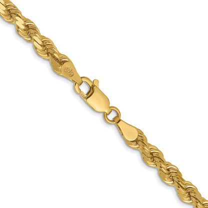 2 Inch 14K Yellow Gold 4.25mm Diamond Cut Rope Chain Necklace