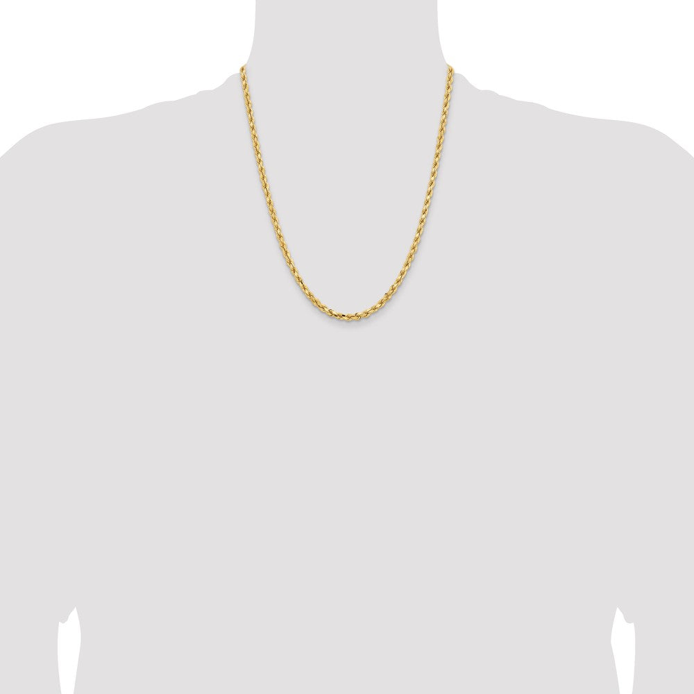 22 Inch 14K Yellow Gold 4.25mm Diamond Cut Rope Chain Necklace