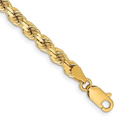 8 Inch 14K Yellow Gold 4.25mm Diamond Cut Rope Chain Necklace