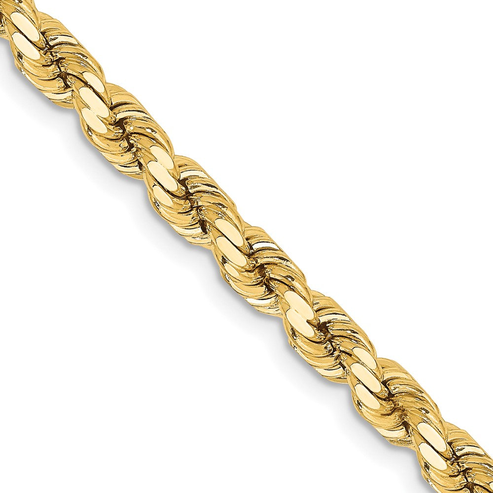 24 Inch 14K Yellow Gold 4.25mm Diamond Cut Rope Chain Necklace
