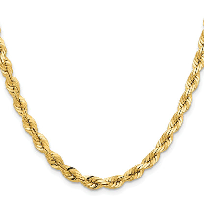 2 Inch 14K Yellow Gold 5.5mm Diamond Cut Rope Chain Necklace