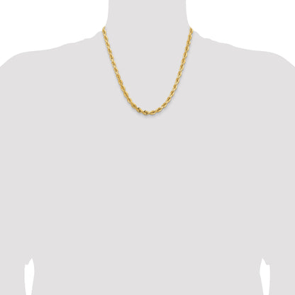 2 Inch 14K Yellow Gold 5.5mm Diamond Cut Rope Chain Necklace