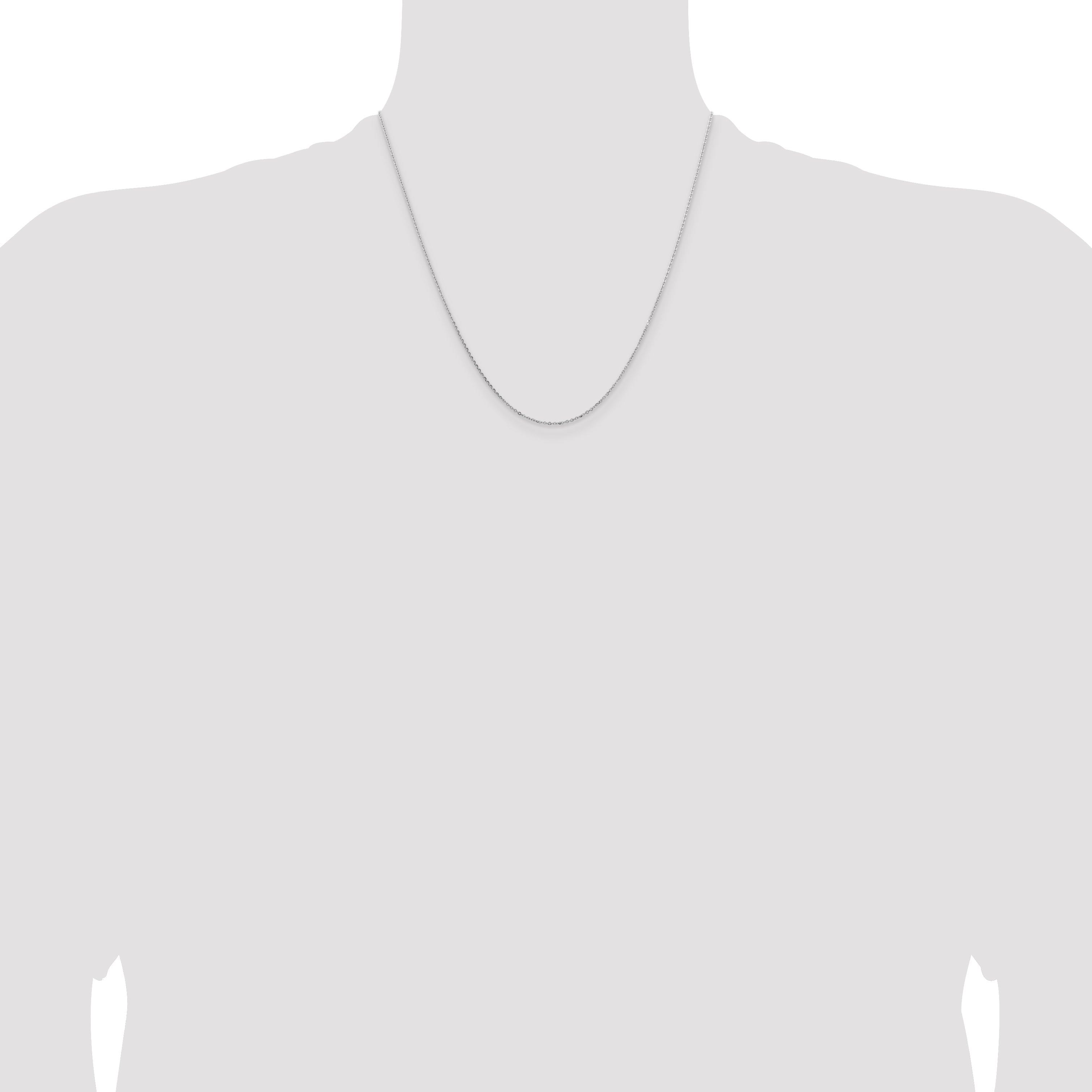 2 Inch 14K White Gold 1.05mm D/C Cable Chain Necklace