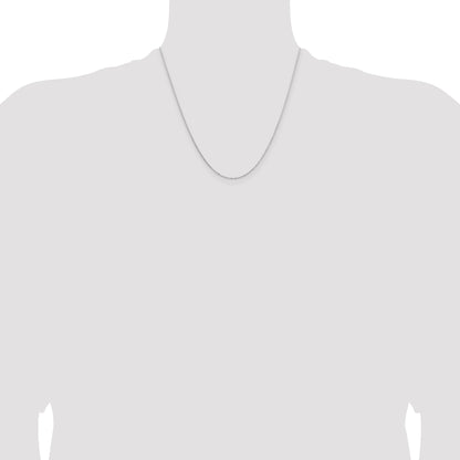 2 Inch 14K White Gold 1.05mm D/C Cable Chain Necklace