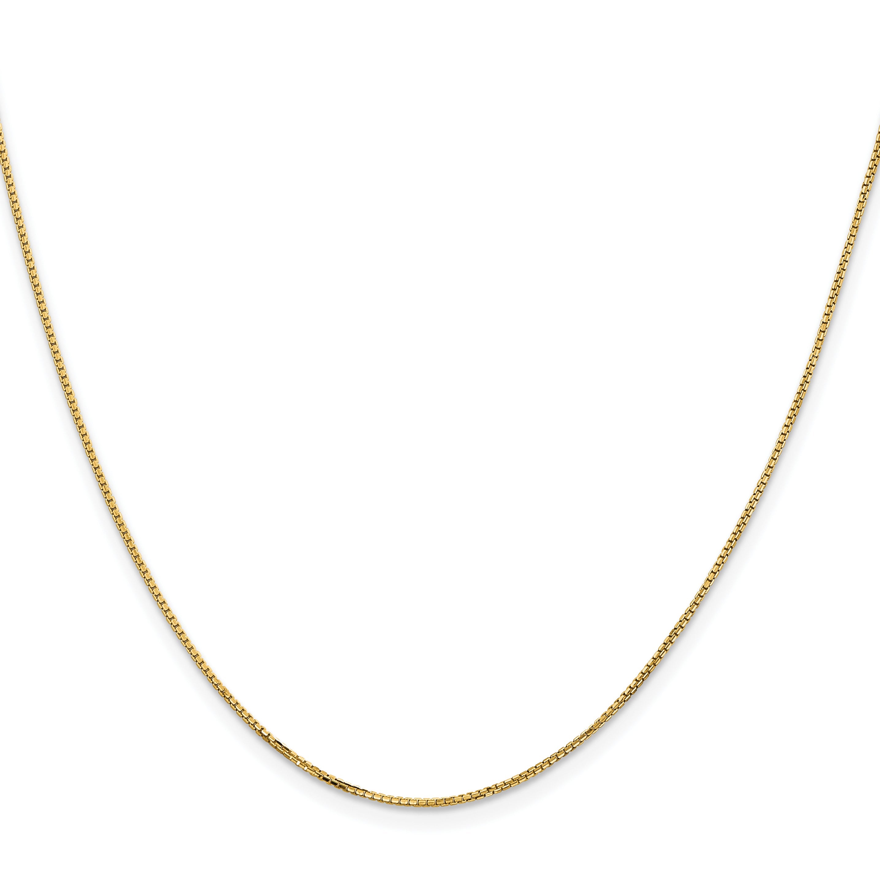 24 Inch 14K Yellow Gold 1mm Concave Box Chain Necklace